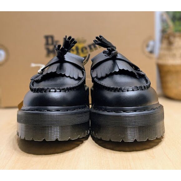 Dr. Martens Vegan Adrian Quad Mono Black Felix Platform Tassel Loafers UK 6 NIB - Picture 6 of 13
